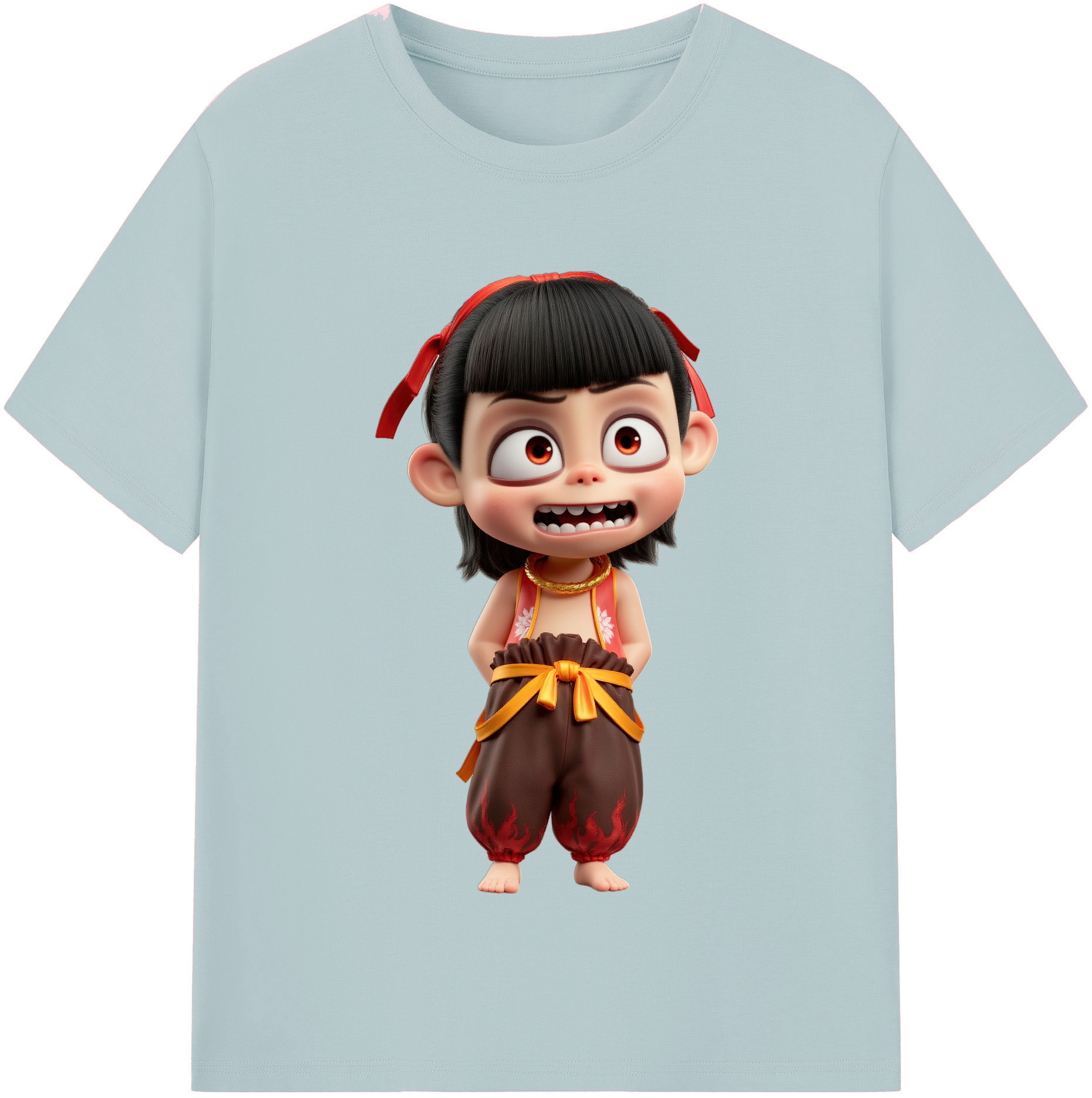 （画像用） Ne Zha 2 ナタ 魔童の大暴れ 綿100％半袖Tシャツ（フロントプリント）